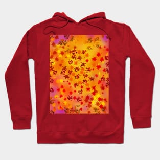 Autumn Falling Leaves Pattern with Dreamy Colorful Background Hoodie